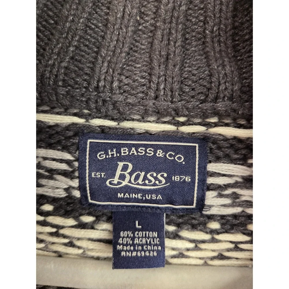 GH Bass Sweater Mens L Chunky Cable Knit Fisherman‎ Nordic Fair Isle Pullover